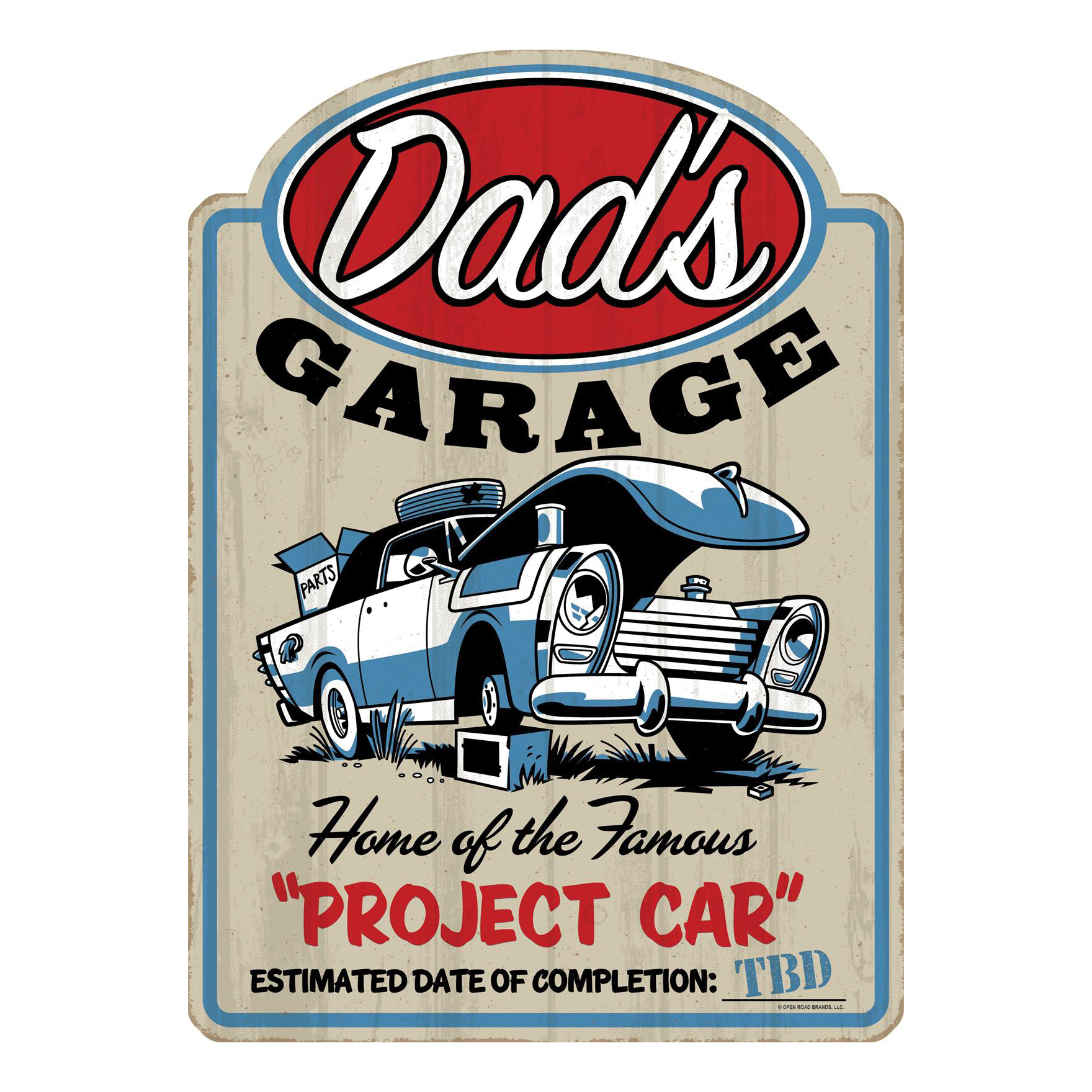 Open Road's Dad's Garage Project Car Embossed Metal Sign | Bass Pro ...